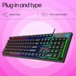 HP K500F Wired Gaming Keyboard, Backlit Membrane with Mixed Color Lighting, Metal Panel with Logo Lighting, 26 Anti-Ghosting Keys, and Windows Lock Key / 3 Years Warranty(7ZZ97AA) - Image 3