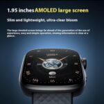 Kely Smart Watch, 1.95-inch AMOLED Display, 3ATM Waterproof, Heart Rate Monitor, Blood Oxygen Tracker, Multi-Sport Modes, Sleep Tracking, Blue Metal Case with Silicone Band - Image 5