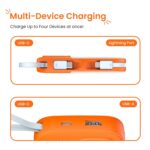 Armor Scoop Power Bank 10000mAh Fast Charging 22.5W | 2 Built-in Cables | 2 Output Ports | Type C Input & Output | Supports Android, Apple, Tablets, Earbuds, Watch | 5 Layer Protection (Orange Burst) - Image 5