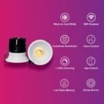 HomeMate WiFi Smart Trimless COB Downlight | 12 Watt, Round | Tuneable White, Shades from Warm to Cool | Compatible with Alexa, Google Assistant and Siri (Pack of 1) - Image 4