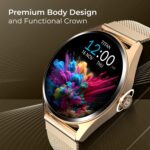 Titan Crest 1.43” AMOLED Smart Watch with BT Calling, AI Morning Briefs, Functional Crown, Health Tracking, Aluminium Body, 100+ Sports Modes, Smartwatch for Men and Women - Black Silicone Strap - Image 5