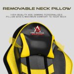 ASE GAMING Ranger Series Ergonomic Gaming Chair Premium PU Leather, Adjustable Neck & Lumbar Pillow, 180 Degree Recline with Black Metal Base (Yellow) - Image 4