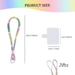 2Pcs Phone Charm, Mobile Charms for Women, Stylish Phone Lanyard with Full Diamond Design, Hands-Free Phone Chain Accessory for Most Smartphones, White and Colorful Diamond Charms - Image 3