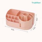 Revolve 360 Degree Rotating Office Desk and Makeup Brush Organizer Stand – Multipurpose Organizer with 16 Compartments for Brushes, Pens, Stationary – Durable, No Installation Needed (Pink) - Image 4