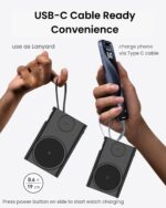SEVENAIRE P130 3-in-1 Magnetic Power Bank 10000mAh [Magsafe Compatible] with Apple Watch Charging | Magnetic Power Bank for iPhone 12 & Above & iWatch [22.5W Wired], Type C -JetBLK - Image 4