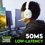 SpinBot Ranger HX300 Wireless Bluetooth Over The Ear Headphones with up to 50ms Low Latency and Flip Boom Mic | 7 Mode RGB Lights | Dedicated Game Mode | Up to 18 Hours of Battery Backup (White) - Image 3