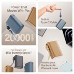 Ambrane 20000mAh 35W Fast Charging Small Pocket Size Powerbank, Hanging InBuilt Type C Cable, Type C PD & USB Output for iPhone, Android Mobiles & Other Devices (PowerMini 20, Blue) - Image 3