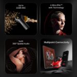 Boat Nirvana Crystl (2025 Launch), Transparent Case,Spatial Audio, ANC(~32dB), 100Hrs Battery,4Mics ENx,App Support, Bluetooth Earbuds, TWS Ear Buds Wireless Earphones with mic (Quantum Black) - Image 3