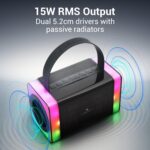 ZEBRONICS MELO Portable Bluetooth Speaker with 15W Output, USB, mSD, AUX, RGB, 10h Battery Backup, Passive Radiator, Voice Changing Wireless Mic, Remote Control with Integrated Mic - Image 3