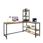Klaxon L Shaped Study Table for Students and Adults/Computer Table for Home-Office/Gaming Table/Computer Desk for Corner - Wood & Metal (English-Forest Dark & Black, DIY Installation) - Image 4