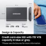 Samsung T7 Portable SSD, 4TB External Solid State Drive, Speeds Up to 1,050MB/s, USB 3.2 Gen 2, Reliable Storage for Gaming, Students, Professionals, MU-PC4T0T/WW, Gray - Image 4