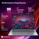Lenovo ThinkBook 16 AMD Ryzen 5 7535HS (8GB RAM/512GB SSD/Win 11 Home/Office 2024/Backlit Keyboard/Fingerprint) 16" WUXGA IPS 300 Nits Thin & Light Laptop/1Y Warranty/Aluminium Top/1.7kg, 21MWA0BRIN - Image 3
