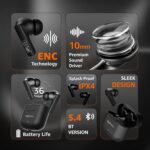 Amazon Basics True Wireless in Ear Earbuds with Mic, Up to 36 Hours Play Time, Low-Latency Gaming Mode, IPX4 Water-Resistance, Bluetooth 5.4 (Black) - Image 3