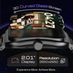 GOBOULT Newly Launched Trail Pro Smartwatch 2.01'' 3D Curved Screen+AMOLED, BT Calling 5.3, 600 Nits Brightness, IP68, 250+ Watchfaces, 120+ Sports Modes, SpO2 Tracking (Metal Black) - Image 3
