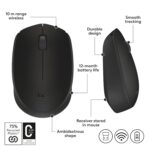 Logitech B170 USB Mouse,12-Months Battery Life, Ambidextrous, PC/Mac/Laptop - Black - Image 5