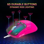 Ant Esports Virtus100 Wired RGB Gaming Mouse | Light Weight |6D Durable Buttons | High Performance Up to 12800 DPI 1000Hz Polling Rate | AI Sensor | 20M Click | Software Support Esports Mouse_ Pink - Image 3