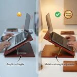 Goodwill Tech Leather Laptop Desk - 12 x 16 Inch Adjustable Height Foldable Writing Table Stand for Study, Office & Laptop Use (Leather Brown) - Image 5