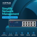 CP PLUS 8 Port PoE + 2 Uplink Port CP-ANW-HPU8H2-N12 PoE Switch with High Data Transfer , PoE watchdog AI Function - Image 3