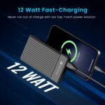 Portronics Luxcell B12 10,000mAh 12W Power Bank, Ultra Slim Power Bank with USB-A Output Port & Dual Input Ports (Micro & Type C) | BIS Certified | Free Type C Cable| Made in India(Black) - Image 3