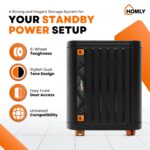 Homly Inverter & Battery Trolley with Front Door | Heavy Duty Inverter Stand with Cover Box & 6-Wheel Mobility | Support Single Flat Plate/Short Tubular/Tall Tubular Battery - Black Orange - Image 3