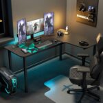 EUREKA ERGONOMIC Wood Multi-Functional L Shaped Study, Writing, Gaming Computer Right Side Corner Desk 60 inch with Mousepad, for Home, Office (Black) - Image 3