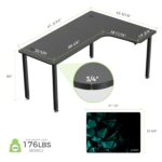 EUREKA ERGONOMIC Wood Multi-Functional L Shaped Study, Writing, Gaming Computer Right Side Corner Desk 60 inch with Mousepad, for Home, Office (Black) - Image 4