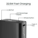 JUICE OJP1004 Compact Power Bank | Slimmest 20000mAh 5V/3A Power Bank | Input Type-C, USB Output High-Speed Charging Wireless Power Bank | External Phone Power Bank Compatible with Mobile (Black) - Image 3