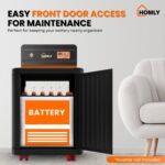 Homly Inverter & Battery Trolley with Front Door | Heavy Duty Inverter Stand with Cover Box & 6-Wheel Mobility | Support Single Flat Plate/Short Tubular/Tall Tubular Battery - Black Red - Image 6