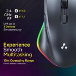 Ambrane Wireless & Bluetooth Rechargeable Mouse with RGB Lights, High 2400 DPI for Gaming, 6 Buttons, Ergonomic Comfort Design, Connects 3 Devices, Silent Click, 15 Days Battery (Sliq Glow+, Black) - Image 4