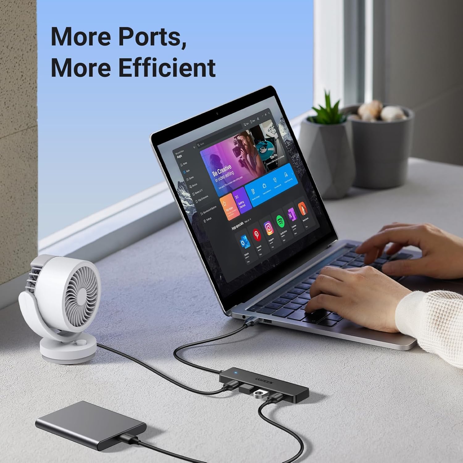 UGREEN USB Hub, 4 Ports Type A Splitter Ultra-Slim USB 3.0 Expander for Mouse, Keyboard, Flash Drive, U Disk, Printer Compatible with Laptop, Desktop PC, Xbox, PS5, Car System, and More (15cm) - Image 3