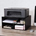 EMERIT Printer Stand for Desk - 2 Tier Desktop Printer Stand with Paper Storage, Printer Riser Organizer for Home Office, Holds up to 30 lbs, Black - Image 5