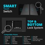 HomeMate® WiFi+BLE 2-Way 2 Gang Touch Switch | No Hub Required | Dry Contact Switch | Home Automation | Compatible with Alexa and Google Home (1, Black) - Image 3