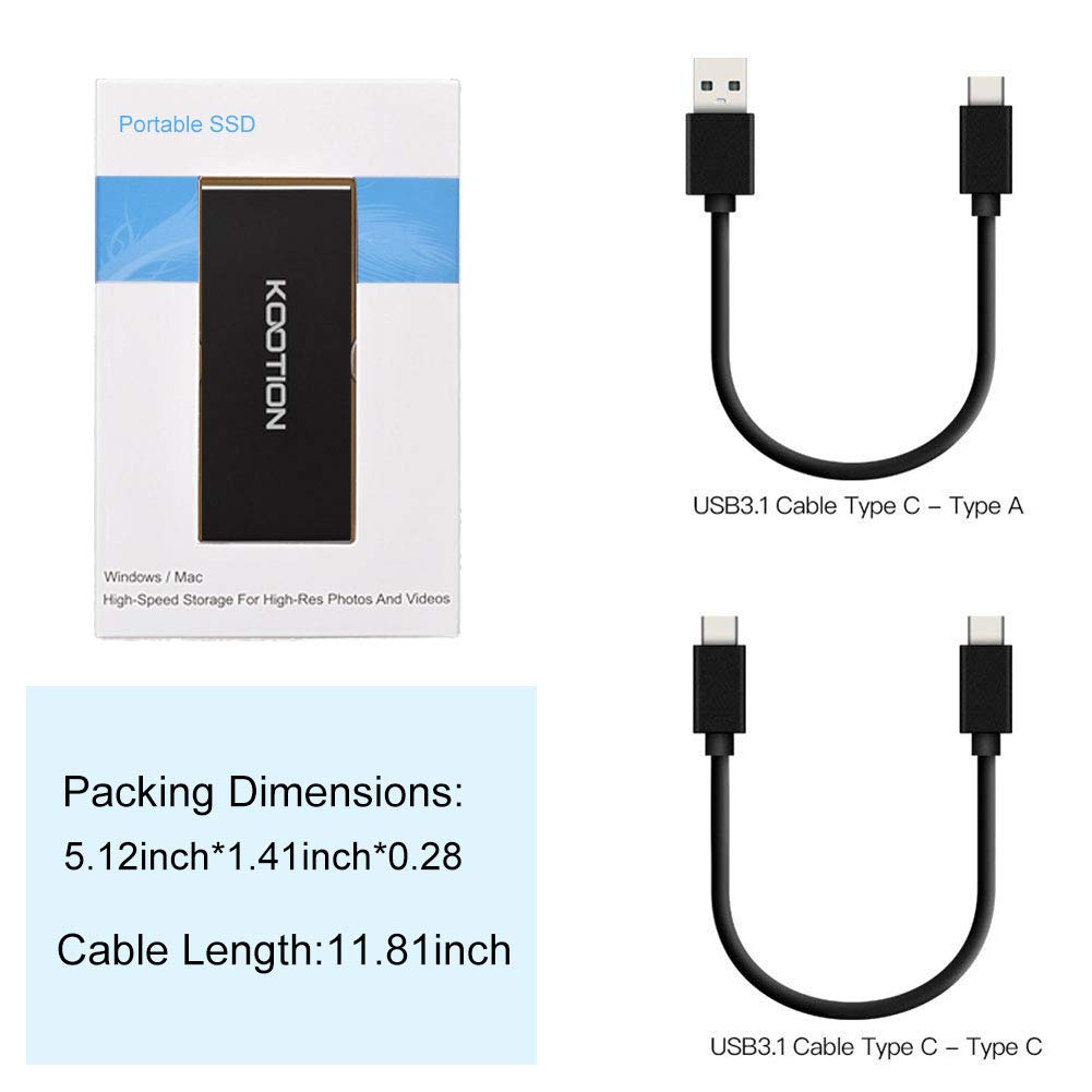 KOOTION 120GB External Solid State Drive, Portable SSD USB 3.2 Gen 2 Type C, 120GB Mini Portable Solid State Drive for Mac Windows Android Linux - Image 5
