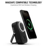 DailyObjects Loop Qi2 Certified Mag-Safe Compatible Aluminium Wireless Power Bank|20000 Mah|Fast Charging|Compatible with Samsung/OnePlus/iPhone 12/13/14/15/16/Pro Max|Type-C|Retractable Stand(Black) - Image 3