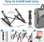 Giftana Laptop Stand for Desk, Metal MacBook Stand Compatible with 10-15.6 Inch Laptops iPad Aluminum Portable Foldable Adjustable Notebook Holder, Computer Riser for Desk (Black) - Image 3