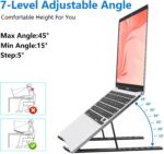 Giftana Laptop Stand for Desk, Metal MacBook Stand Compatible with 10-15.6 Inch Laptops iPad Aluminum Portable Foldable Adjustable Notebook Holder, Computer Riser for Desk (Black) - Image 4