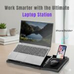 TECHBOOTH Ergonomic Laptop Stand for Desk with Detachable Mouse Pad & Phone Holder, Multi-Angle Riser, Compatible with MacBook, HP, Dell, Lenovo Laptops (Up to 18 inch), Black - Image 3