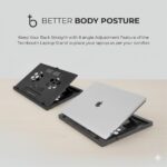 TECHBOOTH Ergonomic Laptop Stand for Desk with Detachable Mouse Pad & Phone Holder, Multi-Angle Riser, Compatible with MacBook, HP, Dell, Lenovo Laptops (Up to 18 inch), Black - Image 4