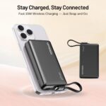 pTron Dynamo Dash Magnetic Wireless 10000mAh Fast Charging Slim Power Bank, MagSafe, 22.5W Output, Compatible w/iPhone 12/13/14/15/16, Android & Other Qi Enabled Devices, Type-C Input (Black) - Image 4