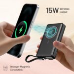 pTron Dynamo Dash Magnetic Wireless 10000mAh Fast Charging Slim Power Bank, MagSafe, 22.5W Output, Compatible w/iPhone 12/13/14/15/16, Android & Other Qi Enabled Devices, Type-C Input (Black) - Image 5