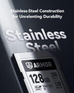 Lexar Armor Silver PRO SD Card 128GB UHS-II SD Memory Card Stainless Steel C10 U3 V60 6K UHD Video Up to 280MB/s Read 120MB/s Write SDXC Card for DSLR/Camera/Photographer/Videographer - Image 3