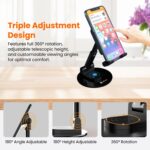 Elfora 360° Mobile Stand |Rotatable & Foldable | Tabletop Mobile Holder |Multiple Height & Angle Adjustments | Compatible for iPhone | Samsung | Oneplus | Vivo | Oppo & Other Smartphones (Black) - Image 4