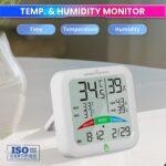 amiciSense Digital Hygrometer Thermometer, AS-55 Temperature and Humidity Monitoring Weather Station with Clock and LCD Display with Backlight, Plastic, Pack of 1 - Image 3