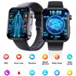 F300 Health Smartwatch with 1.7-inch Touch Display, Blood Glucose Monitor, Heart Rate Tracking, ECG, Black, Square Shape, IP68 Waterproof, Compatible with Android and iOS - Image 3