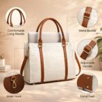 Women's Laptop Tote Bag, 14 Inch Professional Work Bag Water-Resistant PU Leather Briefcase Messenger Shoulder Bag - Image 6