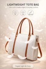 Women's Laptop Tote Bag, 14 Inch Professional Work Bag Water-Resistant PU Leather Briefcase Messenger Shoulder Bag - Image 8