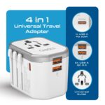 Ceptics 4 in 1 Universal Travel Adapter with Type C - Universal Plug Socket, USB QC 3.0-20W USB-C International Travel Adapter with Lifetime Limited Warranty, Worldwide Travel Adapter, White - Image 3