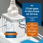 Ceptics 4 in 1 Universal Travel Adapter with Type C - Universal Plug Socket, USB QC 3.0-20W USB-C International Travel Adapter with Lifetime Limited Warranty, Worldwide Travel Adapter, White - Image 4