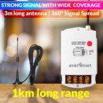 amiciSmart Wireless Remote Controlled Electrical Switch, 220V On/Off Switch with 1km Range for Tubewell, Pump, Motors, etc (3.5kW), White - Image 3