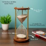 60 Minute Wooden Sand Timer | Natural Sand Color | 10.5x10.5x20.5cm | SandTimer Tea Making Home & Kitchen Office Table | Sand Timer for All | Hourglass for Gifts (Pack of 1). - Image 3